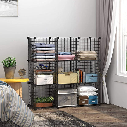 C&AHOME Wire Cube Storage, 6 - Cube Organizer Metal C Grids, Modular Shelves Units, Storage Bins Shelving, Closet Organizer, Ideal for Home, Office, Living Room, 36.6”L x 12.4”W x 36.6”H Black