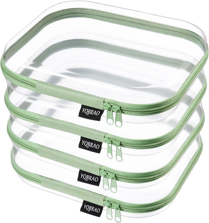 YQBRAO 6 Pack Clear Hard Shell Zipper Case, 1.2mm Heavy Duty Crush-Proof Diaper Bag Organizer Pouches, TSA Approved Travel Makeup Bag for Toiletries & Electronics, (2L, 2M, 2S) Multi-Size Storage Set