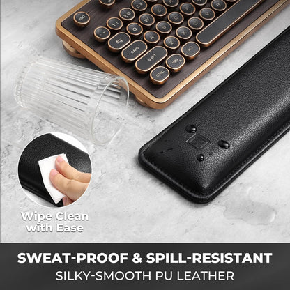 GLENCREAG Ergonomic Keyboard Wrist Rest - PU Leather Cushioned Support for Typing & Gaming, Comfortable Contoured Design for Wrist Pain Relief, Tan