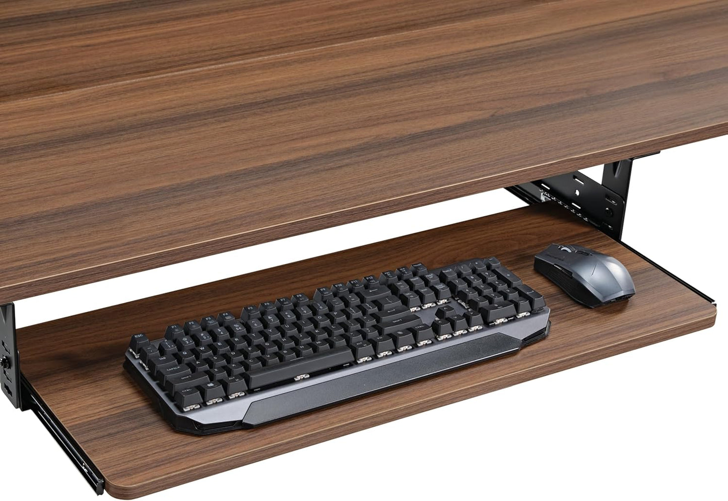 EUREKA ERGONOMIC Height Adjustable Mouse & Keyboard Tray Under Desk, 28x10'' Large Slide Out Swivel Tilt Computer Keyboard Drawer with Pad for Gaming Home Office, Dual Mount