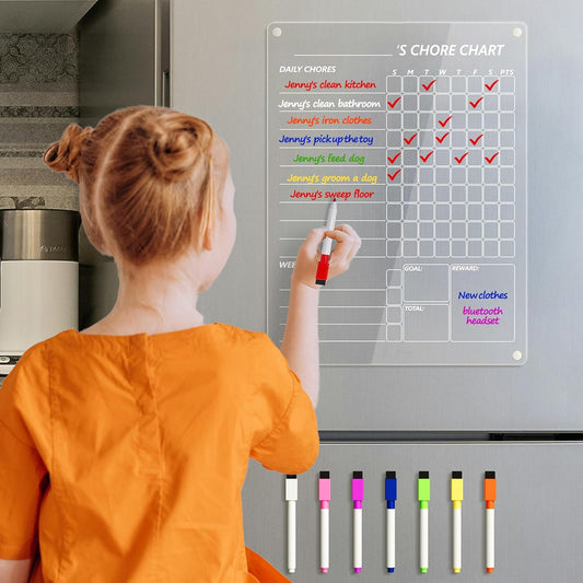 Neatsure Acrylic Magnetic Meal Planner Menu Board for Kitchen Fridge w/ 8 Markers, Clear Refrigerator Weekly Dry Erase Calendar Planning Noteboard to Do/Grocery/Shopping List/Chore Chart/, 12"x9"