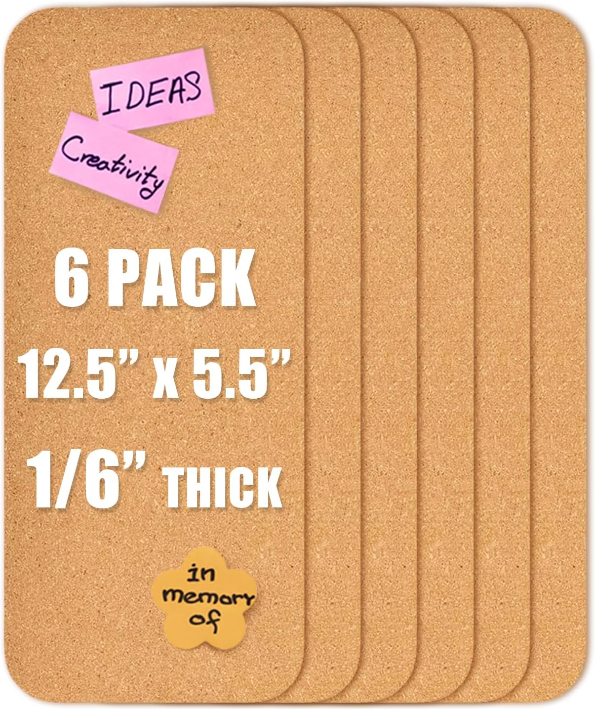1 PC 12.5"*5.5" Self-Adhesive Cork Board, 1/2"(12mm) Thick Cork Boards for Walls, 1 Pack 12.5"*5.5" Bulletin Board, Cork Board Tiles for Office, Home, School (1PC)