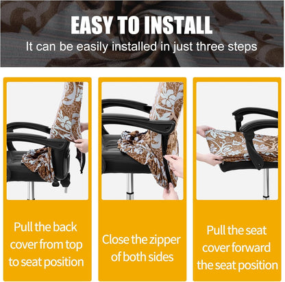 Smiry Stretch Printed Office Chair Armrest Covers, 2 Pcs Soft Fit Removable Washable Computer Desk Chair Arm Covers Protector, Black