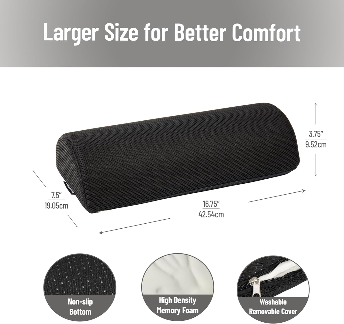 Mind Reader Air-Cloud Memory Foam Under Desk Footrest, Ergonomic Support for Back, Hip, Legs, Knees & Feet, Adjustable Height, Memory Foam, Black