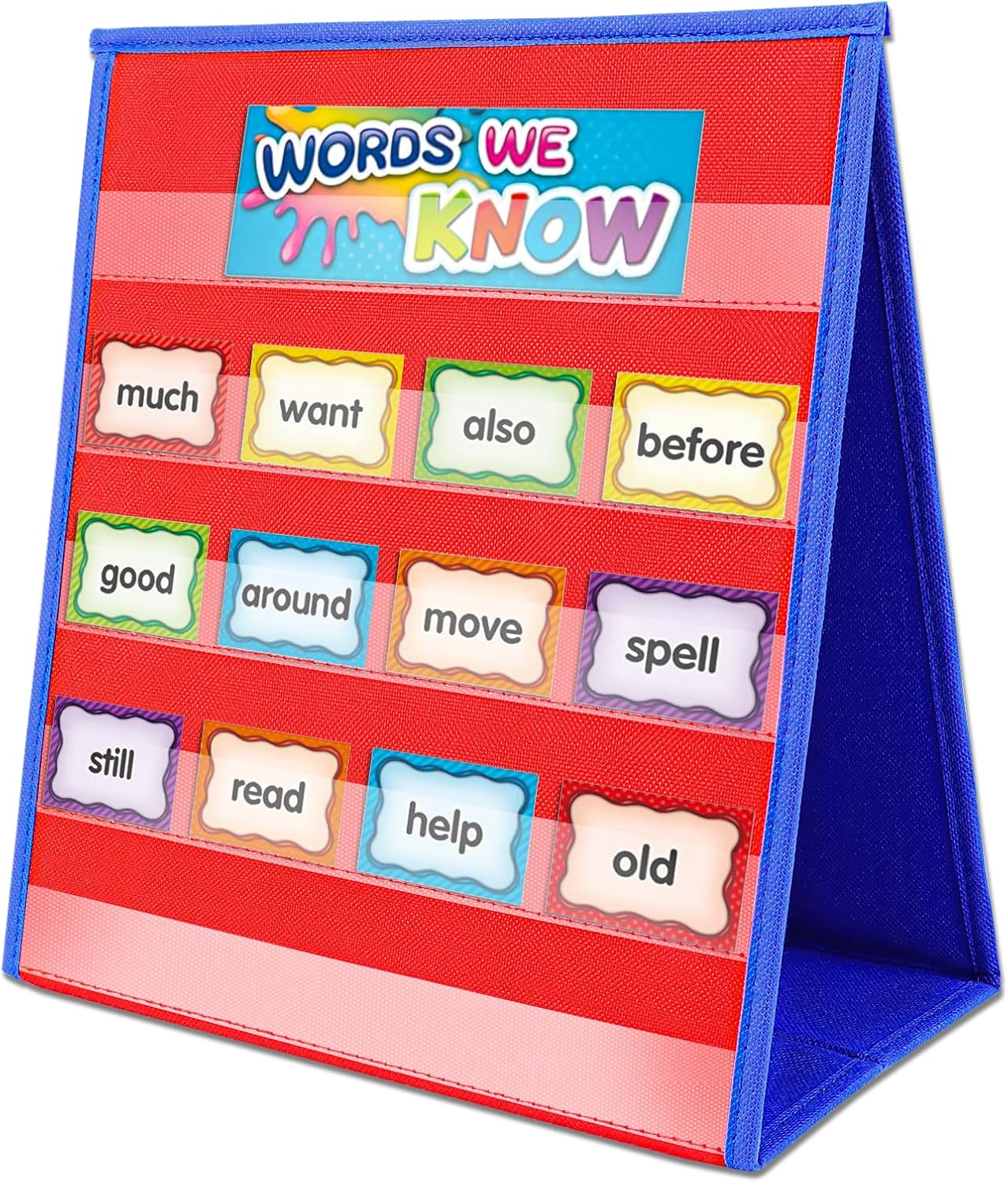 EAMAY Magnetic Desktop Tabletop Stands Pocket Chart Foldable Small Dry Erase Board Classroom Tool for Kids Education (12W*15L, Magnetic)