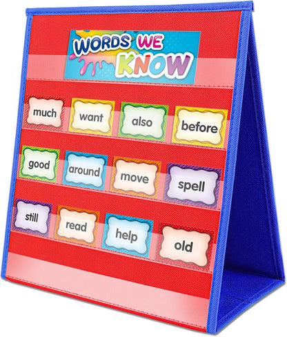 EAMAY Magnetic Desktop Tabletop Stands Pocket Chart Foldable Small Dry Erase Board Classroom Tool for Kids Education (12W*15L, Magnetic)