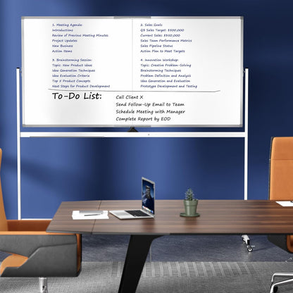 Large Whiteboard Easel with Stand, 36" x 24" Portable Standing Magnetic Dry Erase White Board, 3' x 2' Tripod Height Adjustable Flip Chart Easel for Home Office Classroom School, Silver