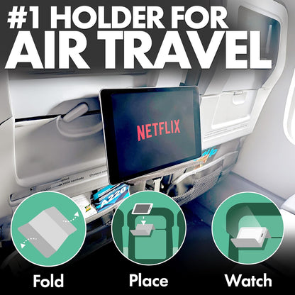 Flight Flap Airplane Phone Holder, Flexible Cell Phone Holder, Folding Cellphone Stand for Desk, Bed, Office, Treadmill - Airplane Gadgets for Long Travel Accessories - Plane Essentials (Green)