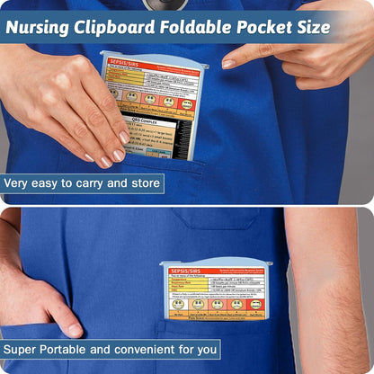 Clipboard Foldable Without Edition Cheat Sheets Aluminum 3 Layers Foldable Clipboards Pocket Size Profile Clip Clipboards Notepad for Students, Nurses,Contractor Trucker Driver