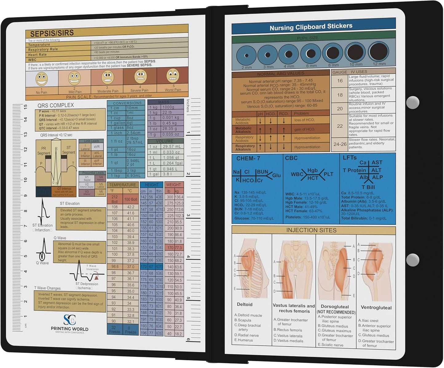 Nursing Clipboard with Nursing and Medical Edition Cheat Sheets Nursing School Essentials - Aluminum Foldable Nurse Clip Boards Essential Accessory for Efficient Patient Care (Mint)