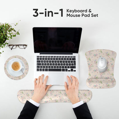 RICHEN Keyboard Wrist Rest Pad and Mouse Wrist Rest Support Mouse Pad Set,Sturdy & Comfortable & Lightweight for Easy Typing & Pain Relief-Ergonomic Support (Brown)