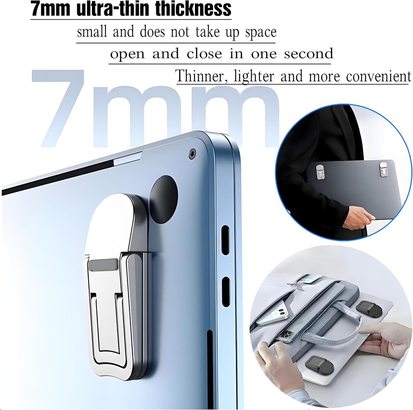 2PCS Laptop Stand Portable,Adjustable Laptop Riser, Ergonomic Cooling Mini Invisible Notebook Stand Riser for Desk Computer Keyboard MacBook Universal 10-17 Inch (Silver)
