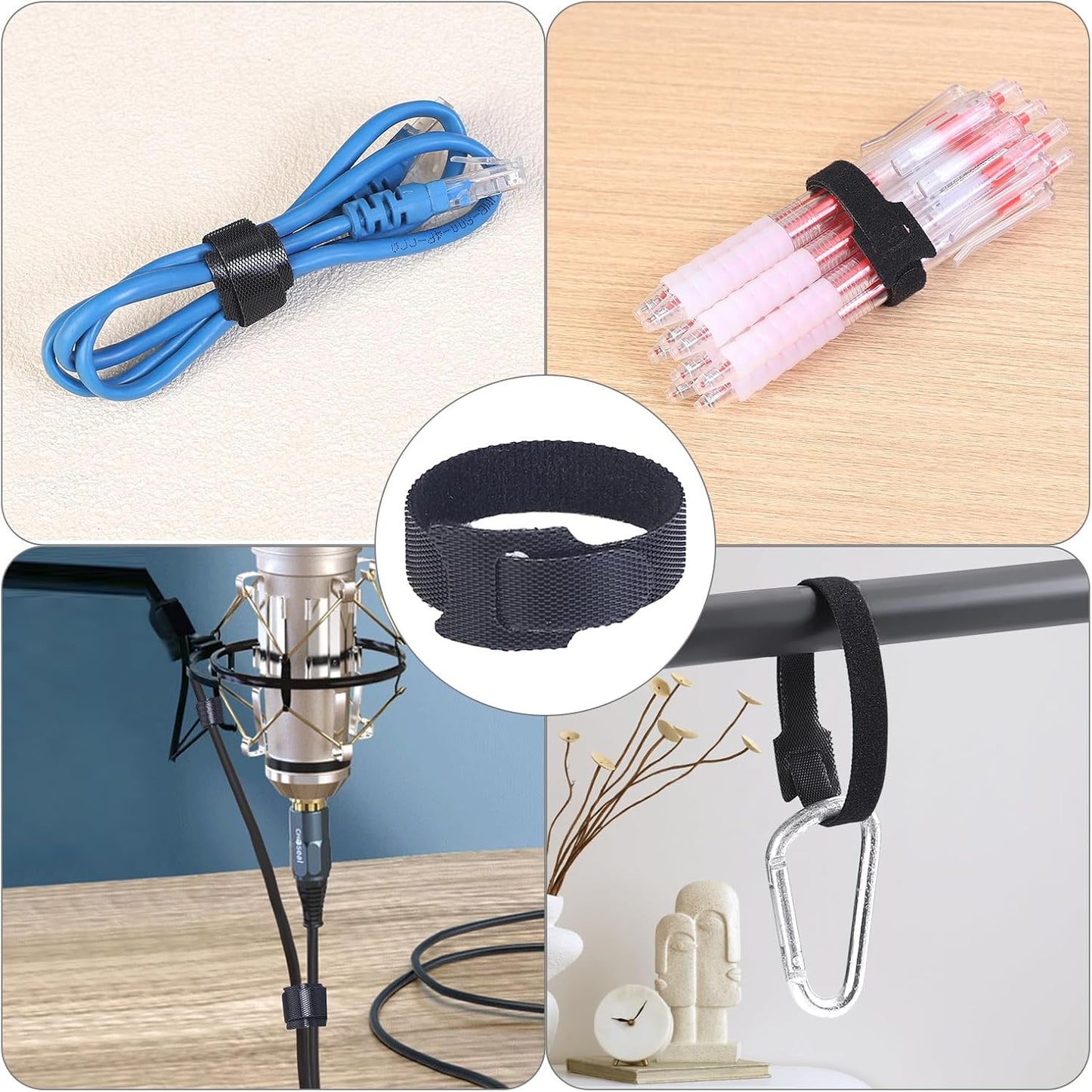 MVYC 120PCS 6 Inch Reusable Cable Ties Wire Ties Cord Organizer Cable Organizer Adjustable Management Black