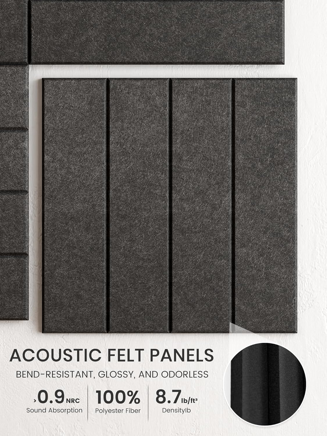 Bumusty Large Cork Board Alternative-48 x 36" Felt Bulletin Board Tiles, with 30 Pushpins, 70 Adhesive Tabs, Bold-Stripe 12-Pack, Cork Boards for Office Push Pin Board Felt Board-Carbon Blue
