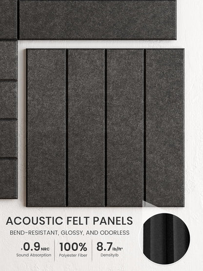 Bumusty Large Cork Board Alternative-48 x 36" Felt Bulletin Board Tiles, with 30 Pushpins, 70 Adhesive Tabs, Bold-Stripe 12-Pack, Cork Boards for Office Push Pin Board Felt Board-Carbon Blue