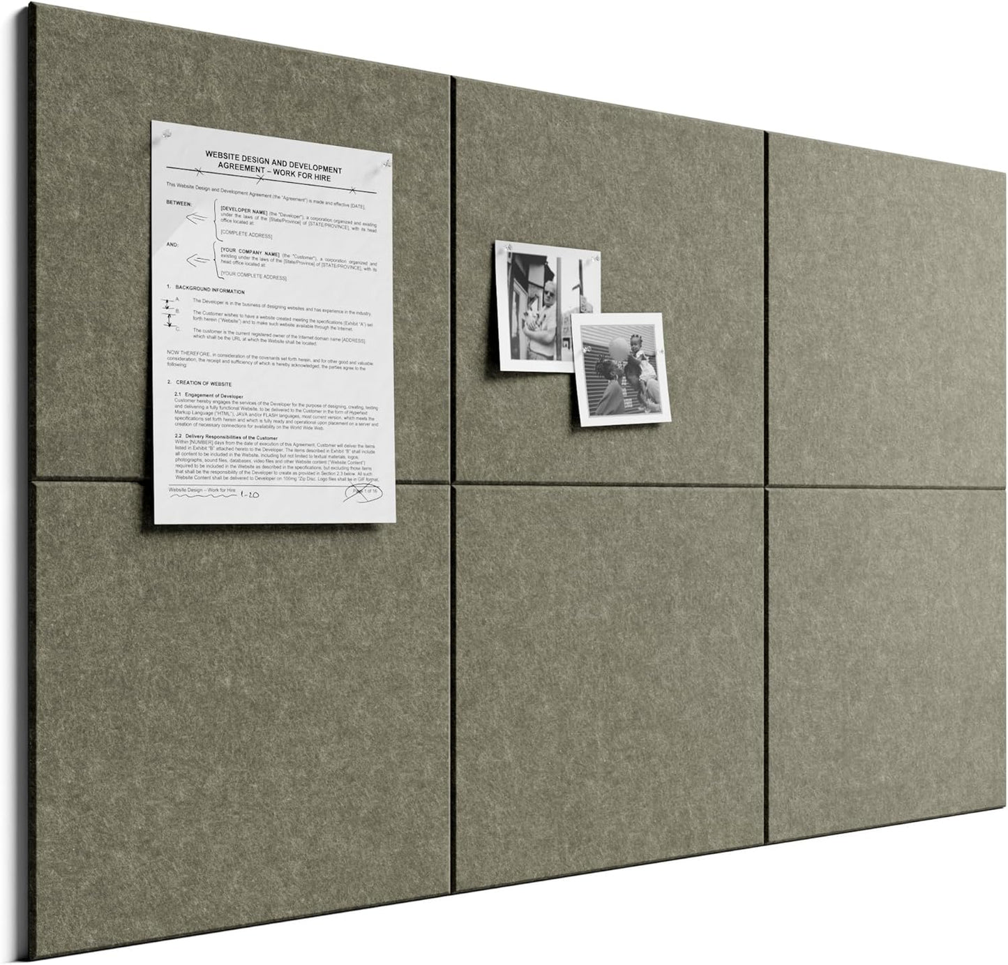 Bumusty Large Cork Board Alternative-48 x 36" Felt Bulletin Board Tiles, with 30 Pushpins, 70 Adhesive Tabs, Bold-Stripe 12-Pack, Cork Boards for Office Push Pin Board Felt Board-Carbon Blue