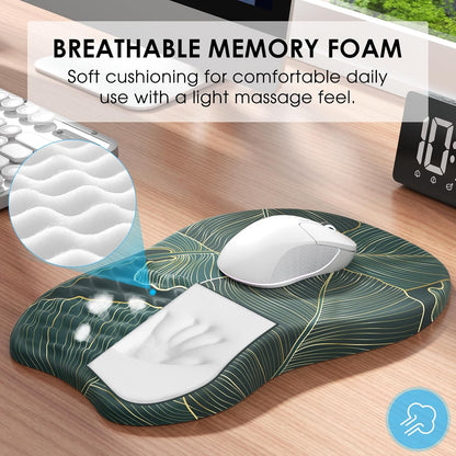 MROCO Ergonomic Mouse Pad with Wrist Support, Memory Foam Wrist Rest Mouse Pad, Non-Slip Base, Smooth Surface for Office & Home, Black