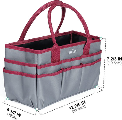 Jjring Craft and Art Organizer Tote Bag - 600D Silver Nylon Fabric Art Caddy with Pockets - for Art, Craft, Sewing, Medical, and Office Supplies Storage