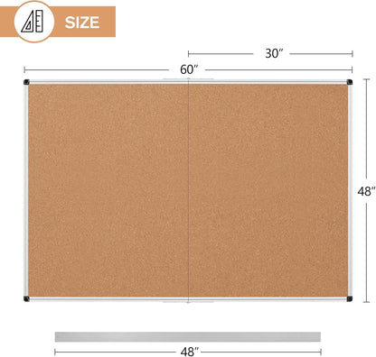 Bulletin Board 36 x 48, Silver Aluminium Framed 4x3 Large Wall Mounted Cork Office Notice Pin Board
