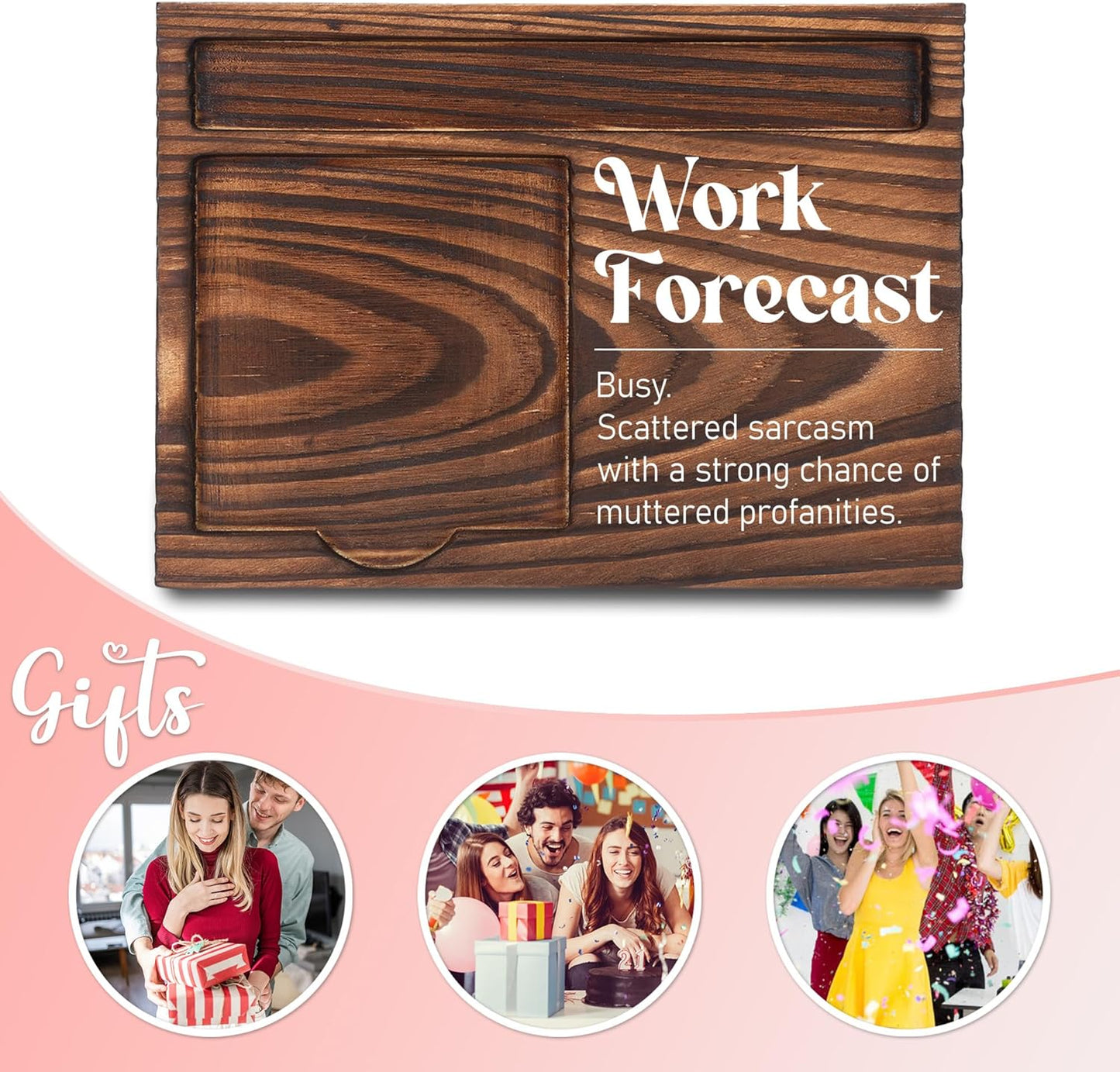 Inspirational Motivational Gifts, Encourage Gifts, Recovery Gifts, Little Reminders Sticky Note Holder, Post-it Note Dispenser for Desk, Wooden Post-it Note & Pen Holder 6.5" x 4.7" - FTA121