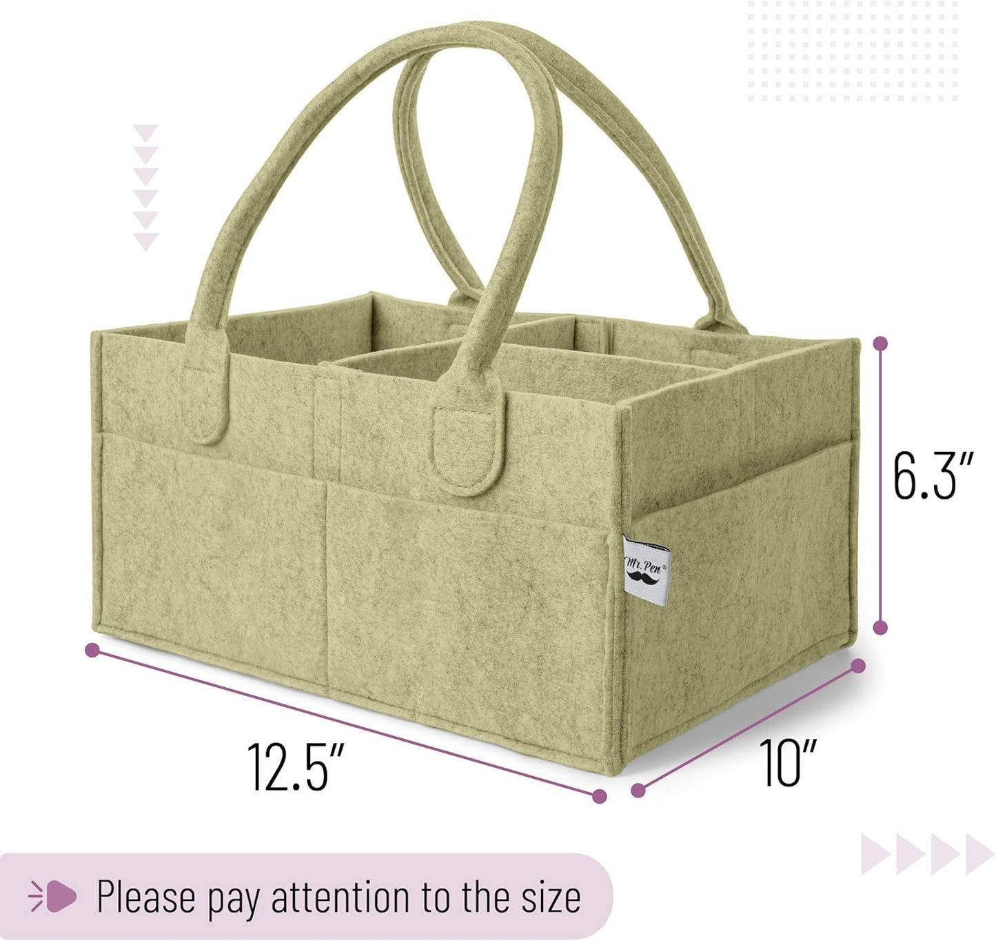 Mr. Pen- Baby Diaper Caddy Organizer, Gray, Medium, Nursery Storage Bin and Car Organizer for Diapers and Baby Wipes