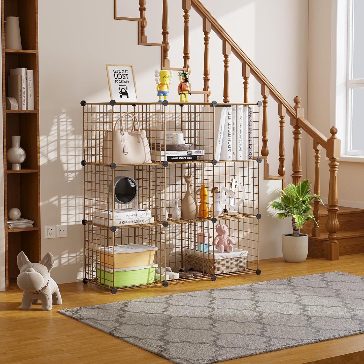 C&AHOME Wire Cube Storage, 6 - Cube Organizer Metal C Grids, Modular Shelves Units, Storage Bins Shelving, Closet Organizer, Ideal for Home, Office, Living Room, 36.6”L x 12.4”W x 36.6”H Black