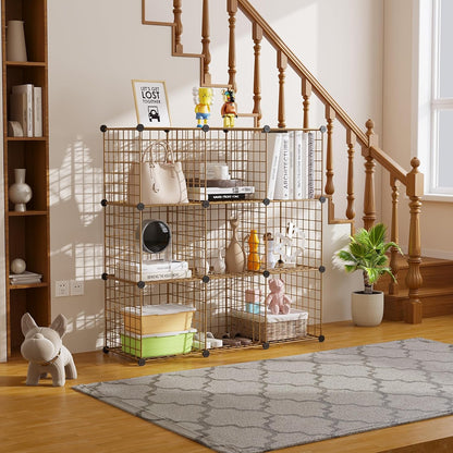 C&AHOME Wire Cube Storage, 6 - Cube Organizer Metal C Grids, Modular Shelves Units, Storage Bins Shelving, Closet Organizer, Ideal for Home, Office, Living Room, 36.6”L x 12.4”W x 36.6”H Black