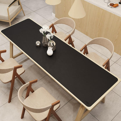 Vyaaa PU Leather & Cork Desk Mat, 39.4"x15.7" Dual Sided Computer Desk mat, Waterproof Large Mouse Pad, Non-Slip Office Desk pad, Office Desk Protector for Work/Gaming/Home (Black)
