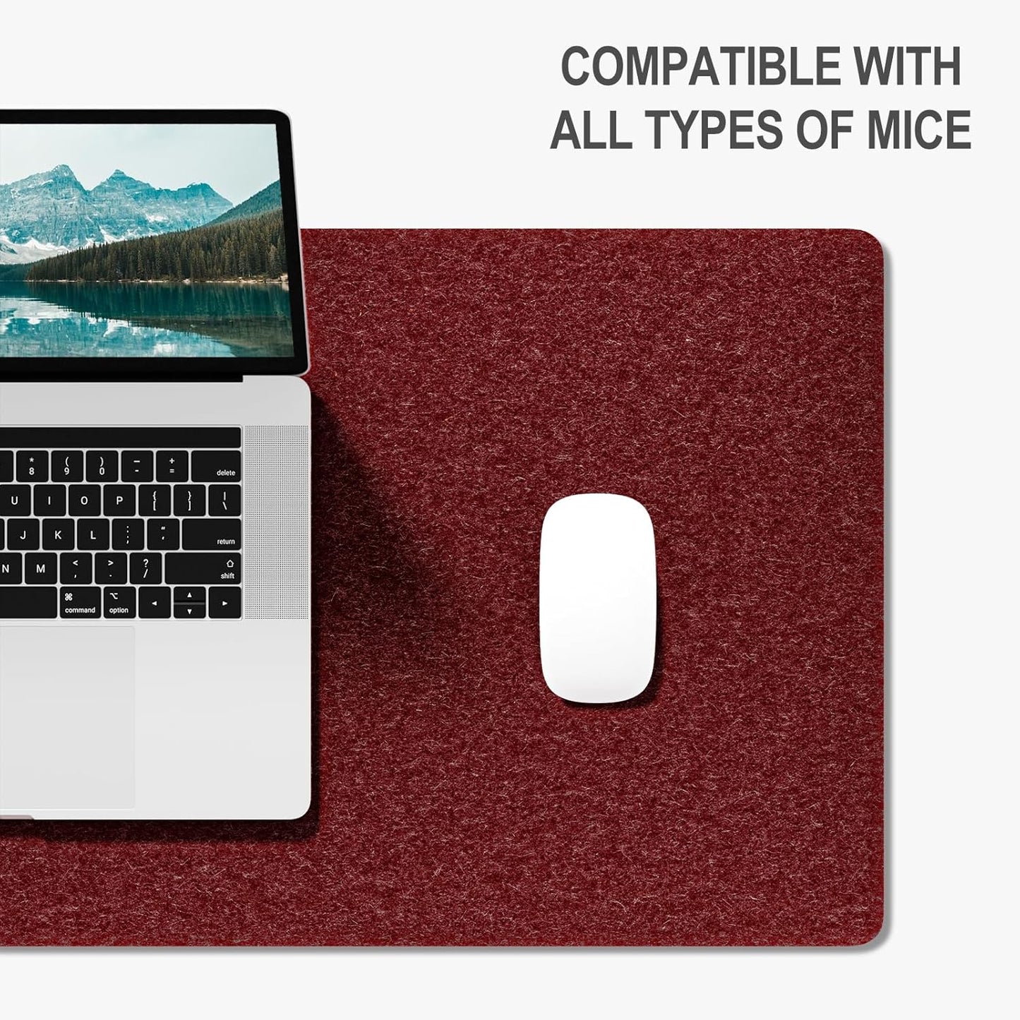 Auhoahsil Felt Desk Mat, Minimalist Large Mouse Pad XXL 35.5 x 15.7 in, Desk Matt for Desktop, Keyboard, Laptop, Computer, Office, Work from Home, Gaming, White