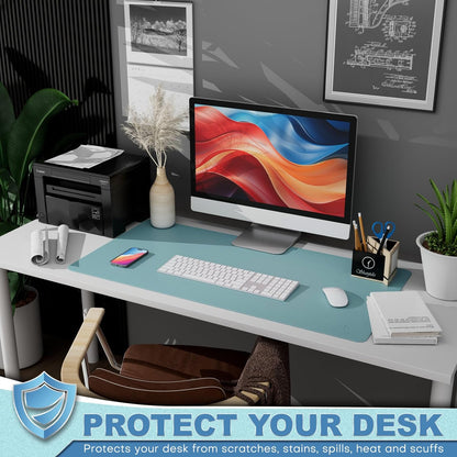 K KNODEL Leather Desk Pad Protector, Office Desk Mat, Large PVC Leather Desk Blotter, Non-Slip Mouse Pad (Dark Brown, 15.7" x 31.5")