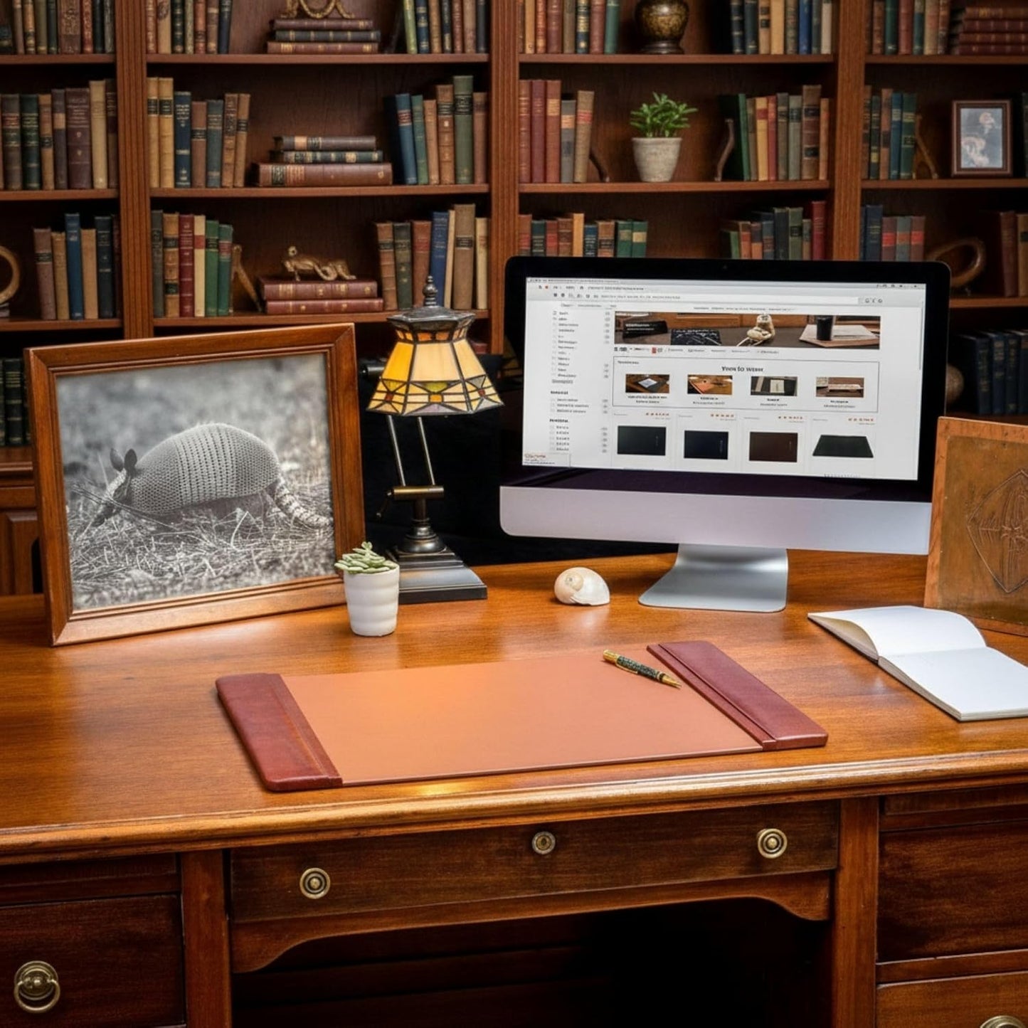 DACASSO Leather Desk Pad with Side Rails - Luxury Leather Desk Blotter for Writing - Executive Desk Surface Protector - (Chocolate Brown, 25.5 x 17.25”)