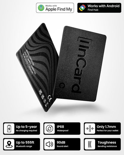 Wallet Tracker Card for Both Google’s Find Hub and Apple Find My, 5 Years Battery Life Ultra-Thin Android Tracker Card, IP68 Waterproof Wallet Finder for Passport, Purse,Gags,1 Pack