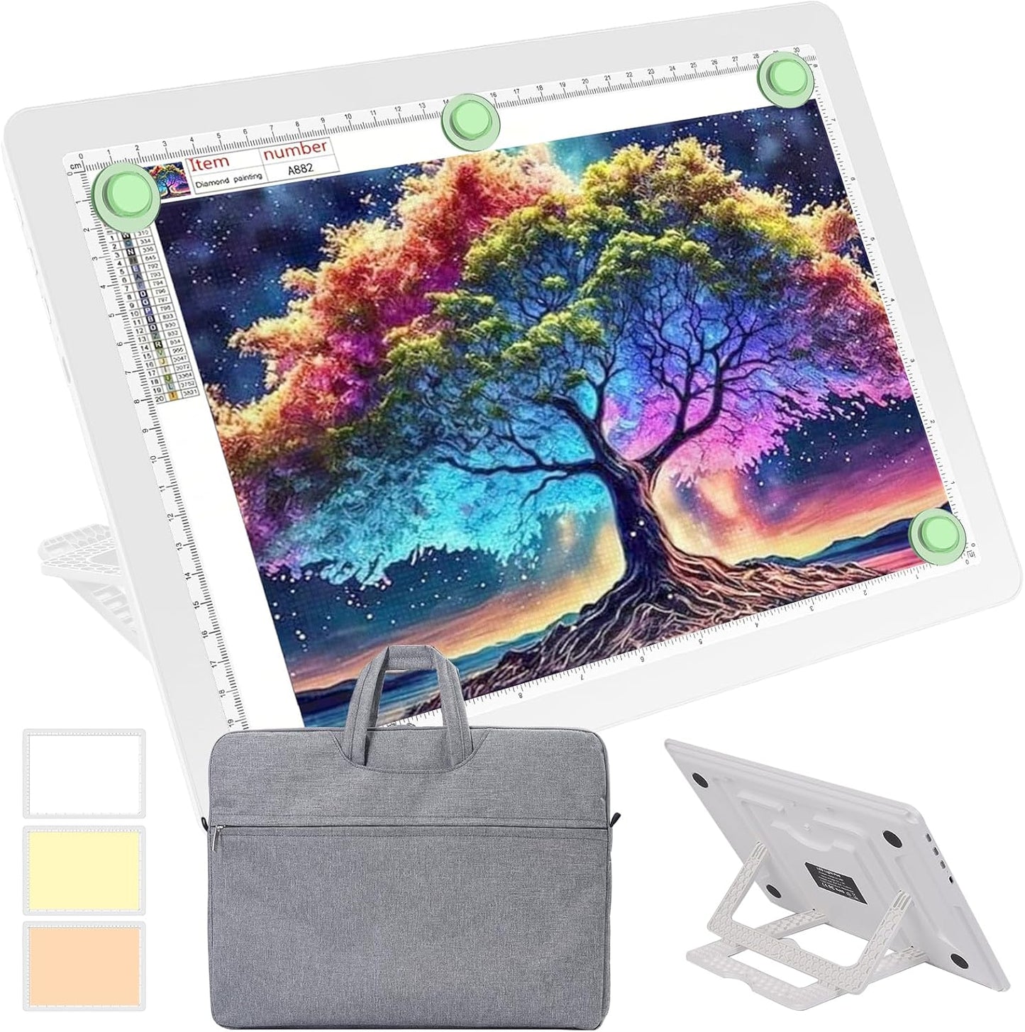 Phylosal Rechargeable A4 LED Light Pad with Built-in Stand, Magnetic Tracing Light Box for Drawing, Diamond Art Light Board with Side Button, Super Bright Light Table for Diamond Painting, Sketching