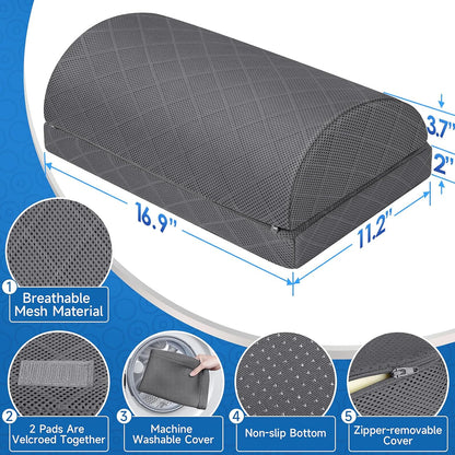 CushZone Foot Rest,Desk & Gaming Accessories,Foot Rest for Under Desk at Work,Comfortable Footrest with 2 Adjustable Heights & Removable Cover, Office Desk Accessories（Gray）