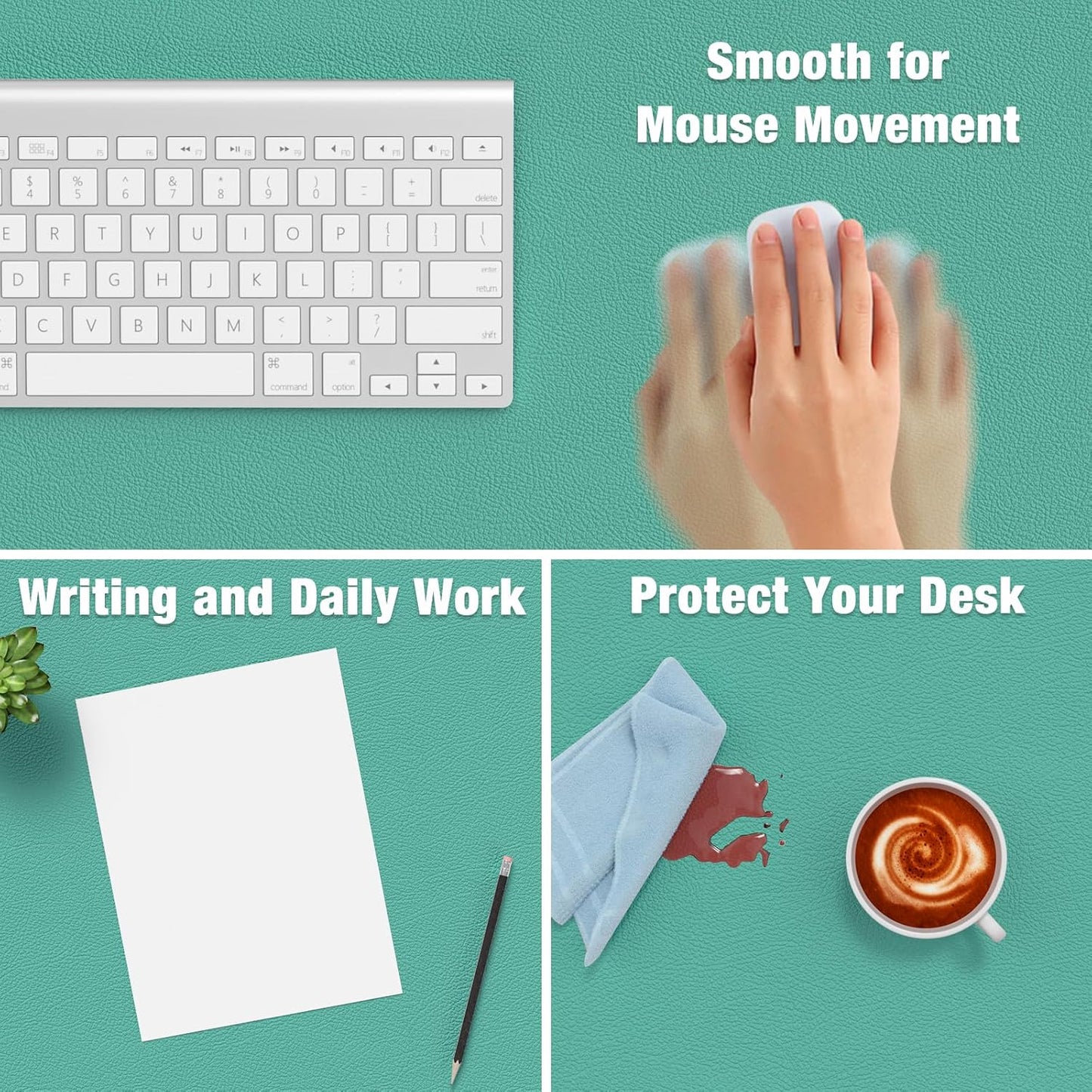 Hsurbtra Desk Pad, 23.6" x 13.8" PU Leather Desk Mat, M Extended Mouse Pad, Waterproof Desktop Blotter Protector, Non-Slip Ultra Thin Small Laptop Keyboard Writing Mat for Office Home, Pink