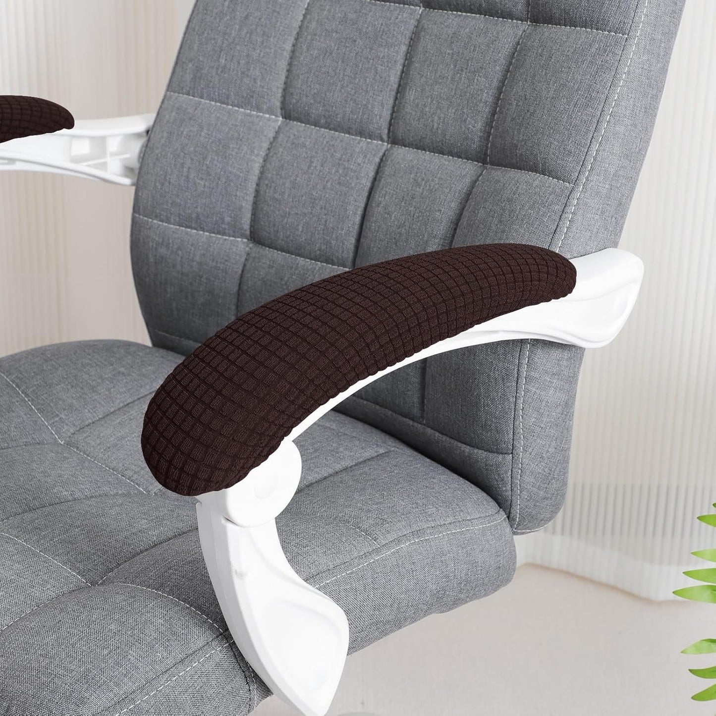FORCHEER Office Chair Armrest Covers 12-15 Inch Velvet Elastic Black Arm Rest Covers for Desk Computer Chairs Washable