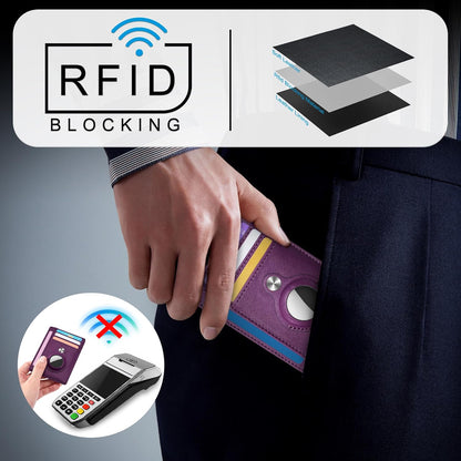 Slim Minimalist Front Pocket Air Tag Wallet, RFID Blocking Card Holder Wallet with Airtag Holder