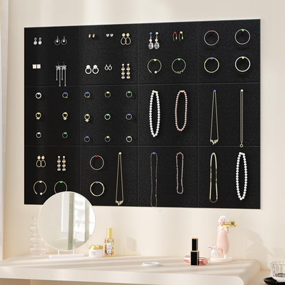 Neatsure Large Cork Board for Wall, Black Felt Bulletin Board with Pushpins, 36" x 24" 6 Panels Wall Tiles, Tack Push Pin Boards for Office