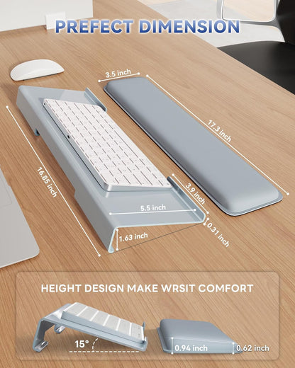 Laborio Computer Keyboard Stand for Desktop, Keyboard Riser Wrist Rest Holder for Easy Typing, Office Desk, Home, School Accessories(Coffee)