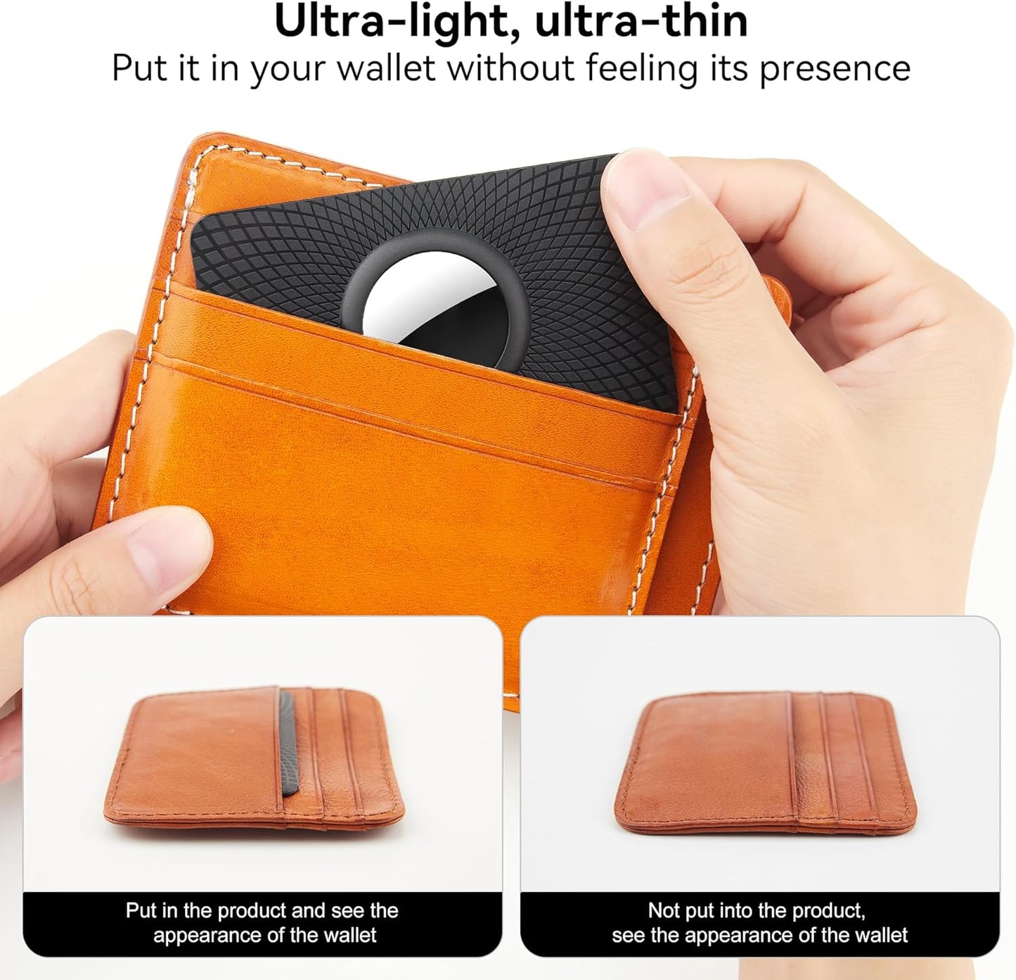 GOCII Compatible with Apple AirTag (1st & 2nd Generation), Ultra Thin AirTag Wallet Holder 2 Pack, Slim AirTag Card Holder Case for Purse, Handbag, Backpack, or Clutch