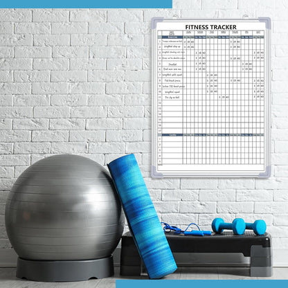 Lincia 16 x 12 Inch Fitness Tracker Whiteboard Workout Calendar for Home Gym Dry Erase Planner Hanging Removable to Do List for Wall Whiteboard with Aluminum Frame for Gym Program(Style A)