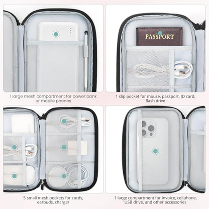 Skycase Tech Pouch - Lightweight Electronics Organizer Travel Case - Double Layers Cable Organizer - All-in-One Storage Bag for Charger, Cord, Phone, Flash Drive, Essentials - XL