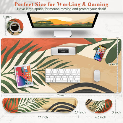 Gimars Upgrade Enlarge Silky and Superfine Fabric Gel Memory Foam Keyboard Wrist Rest Set, Ergonomic Keyboard Mouse Wrist Support for Typing Pain Relief, Comfort for Office, Gaming, Computer, Black