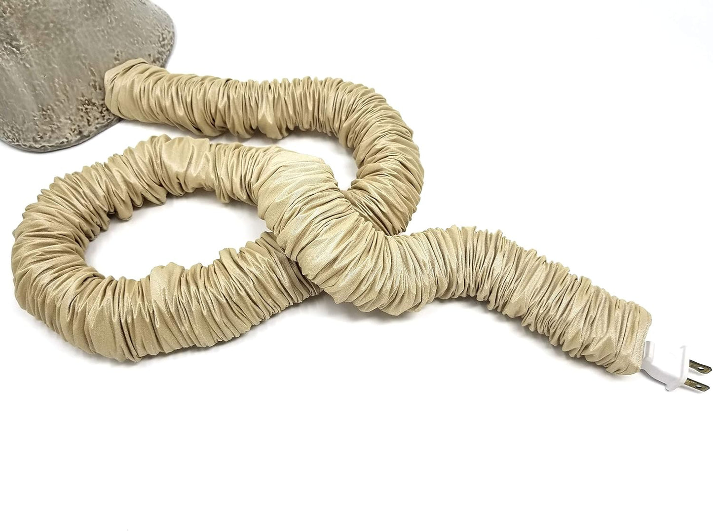 Cream COVEREase Lamp Cord Cover 9 ft Faux Silk Fabric Cover - Cable Sleeve, Wire Cover, Cord Hider for Cable Management for Electrical Lighting Fixtures. (1 PK)