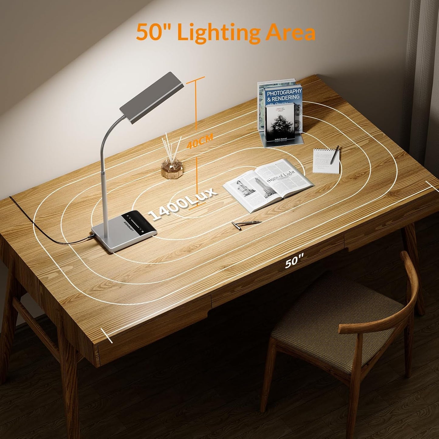 LEPOWER Desk Lamp, 800LM LED for Home Office, 12W Reading for Desk, Eye-Caring Light, Touch Table Gooseneck Lamp, 50 Lighting Modes, Bright for Bedroom, Study (Black)