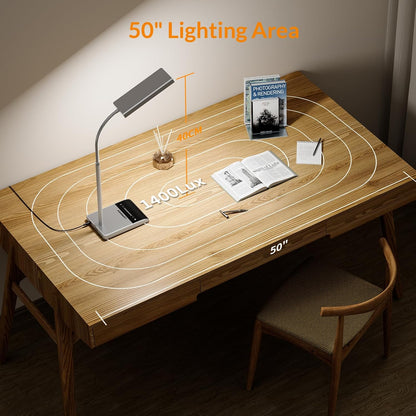 LEPOWER Desk Lamp, 800LM LED for Home Office, 12W Reading for Desk, Eye-Caring Light, Touch Table Gooseneck Lamp, 50 Lighting Modes, Bright for Bedroom, Study (Black)