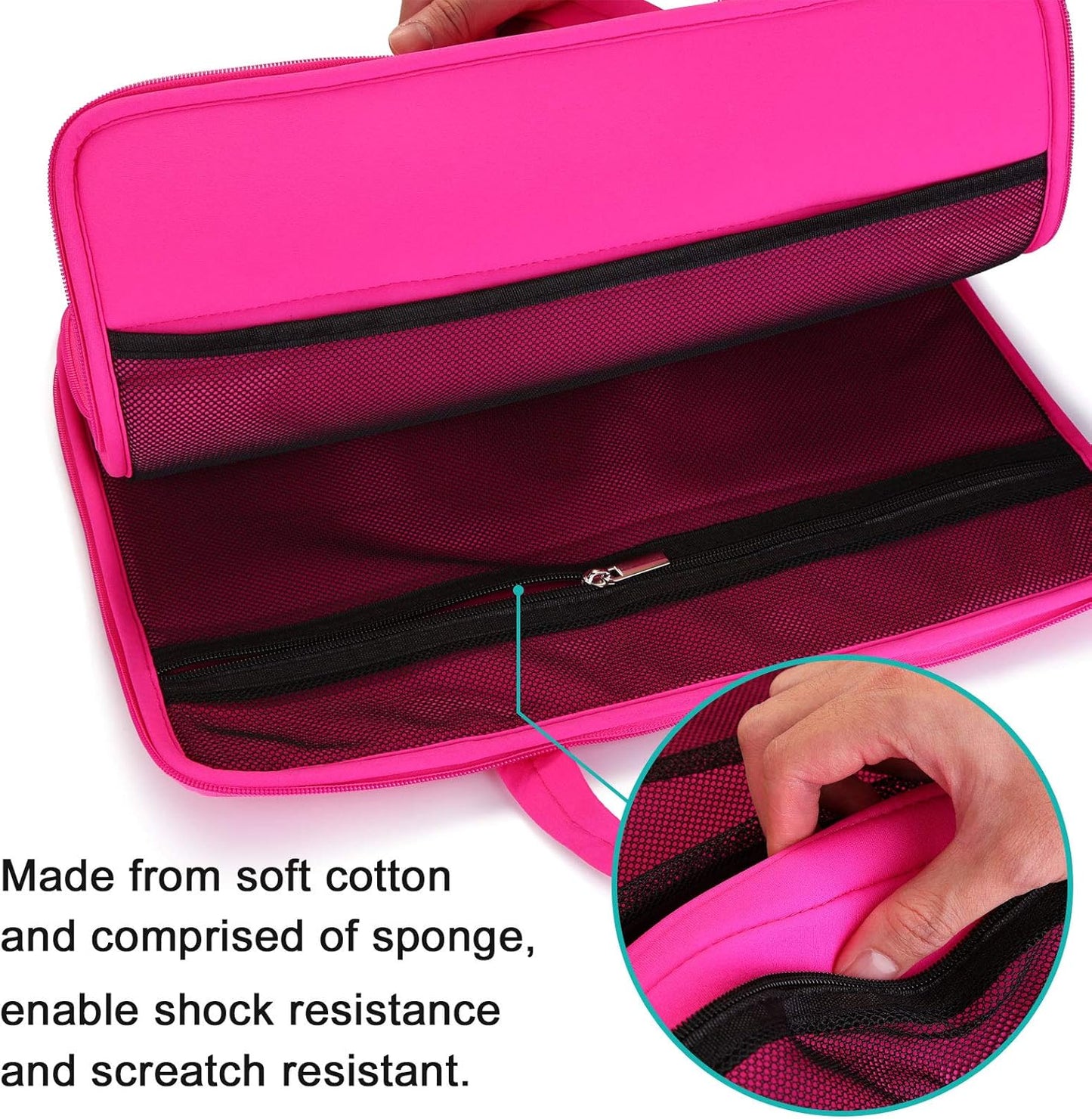 Protective Case for A4 Tracing LED Light Pad, Carrying Bag Travel Storage Case Pouch Cover with Pockets, for Laptop, Notebook, Most Tracing Light Table Pink