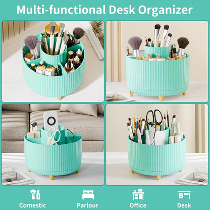 fanado 360° Rotate Makeup Brush Holder Organizer, Makeup Organizers Countertop, Makeup organization and Skincare Storage for Vanity, Desktop, Bathroom (White)