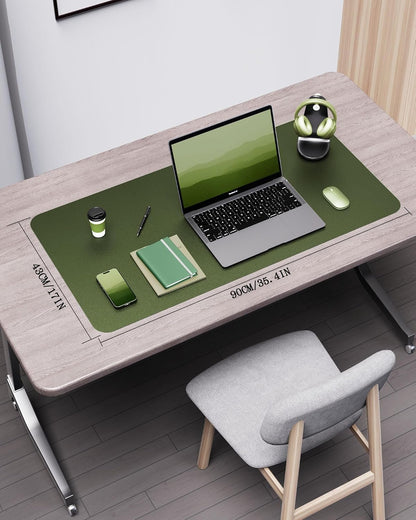 YSAGi Double-Sided Desk Pad, 31.5"x15.7"Leather Desk Mat, Eco Cork Desk Pad Protector,Large Mouse Pad,Waterproof Desk Blotter for Office/Home(Coffee)