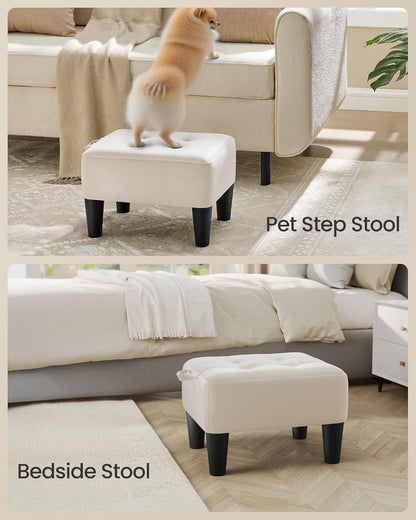SONGMICS Foot Stool with Legs, Small Footstool Ottoman, Velvet Seat with Thick Cushion, for Living Room, Bedroom, Entryway, 330 lb Weight Capacity, Jelly Pink ULOM501R01